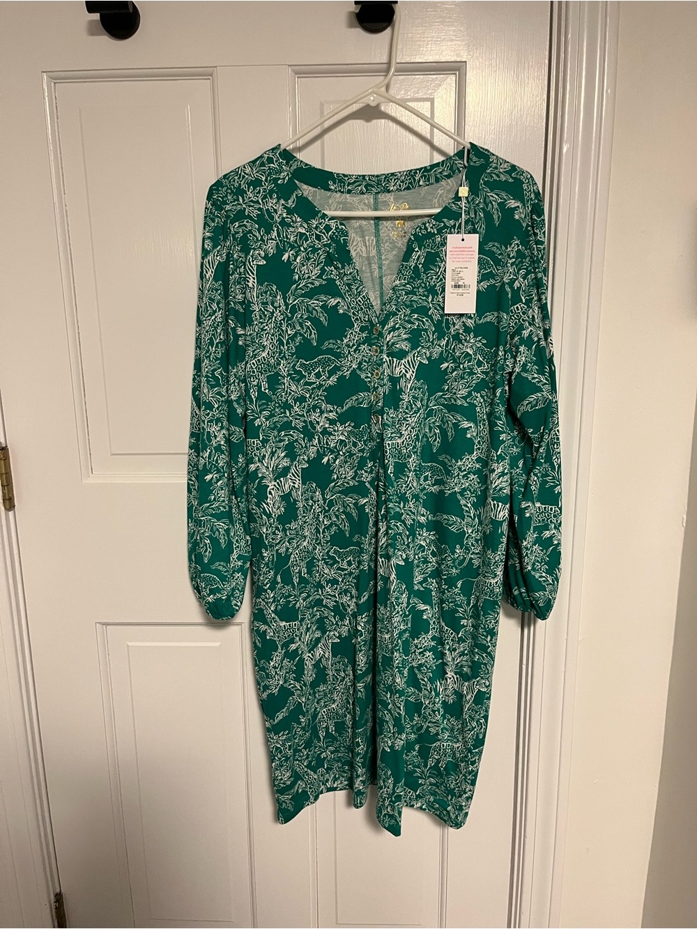 Lilly Pulitzer Green and White Safari Print Dress